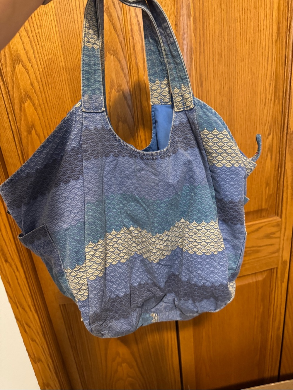Blue and Cream Patterned Everyday Tote